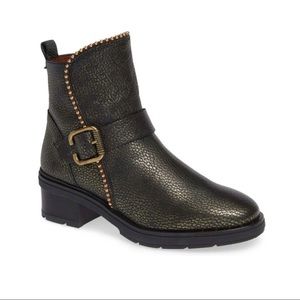 Hispanitas Metal Army Leather Via Moto Combat Studded Booties Size 6